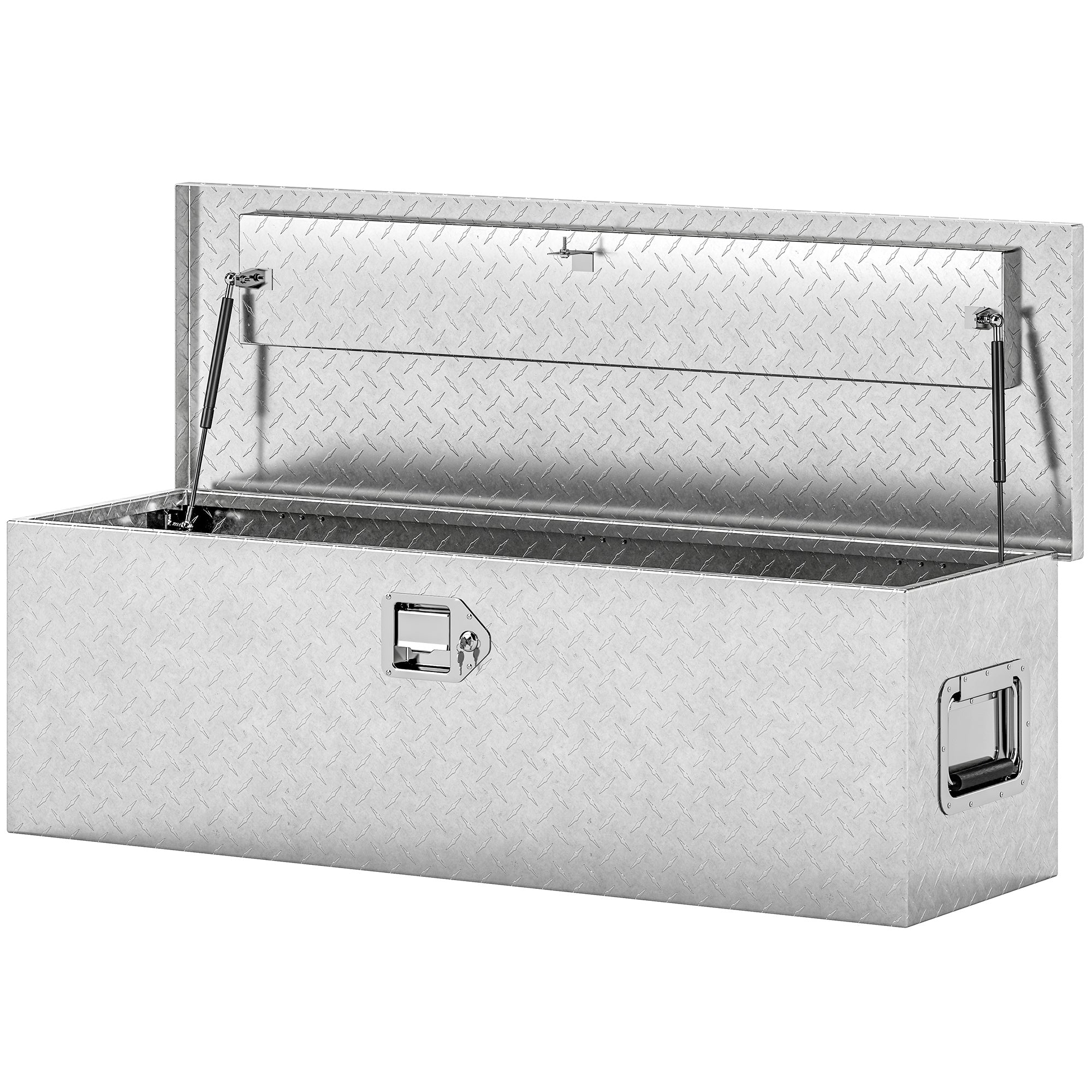 30 Inch Truck Bed Tool Box, Heavy Duty Aluminum Diamond Plate Trailer Tongue Box with Side Handle and Locks Keys