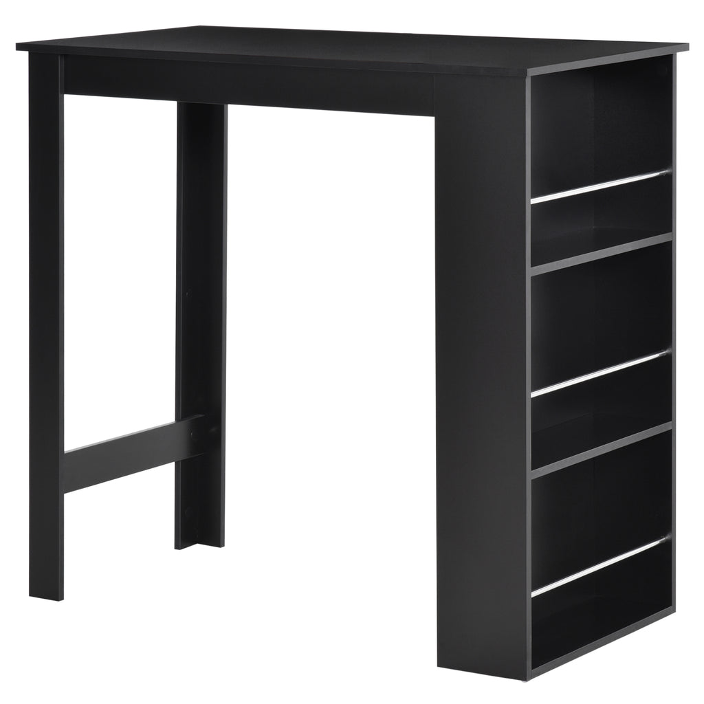 Bar Table Counter Height Dining Table with 3 Storage Shelves for Kitchen, Dining Room, Living Room, White