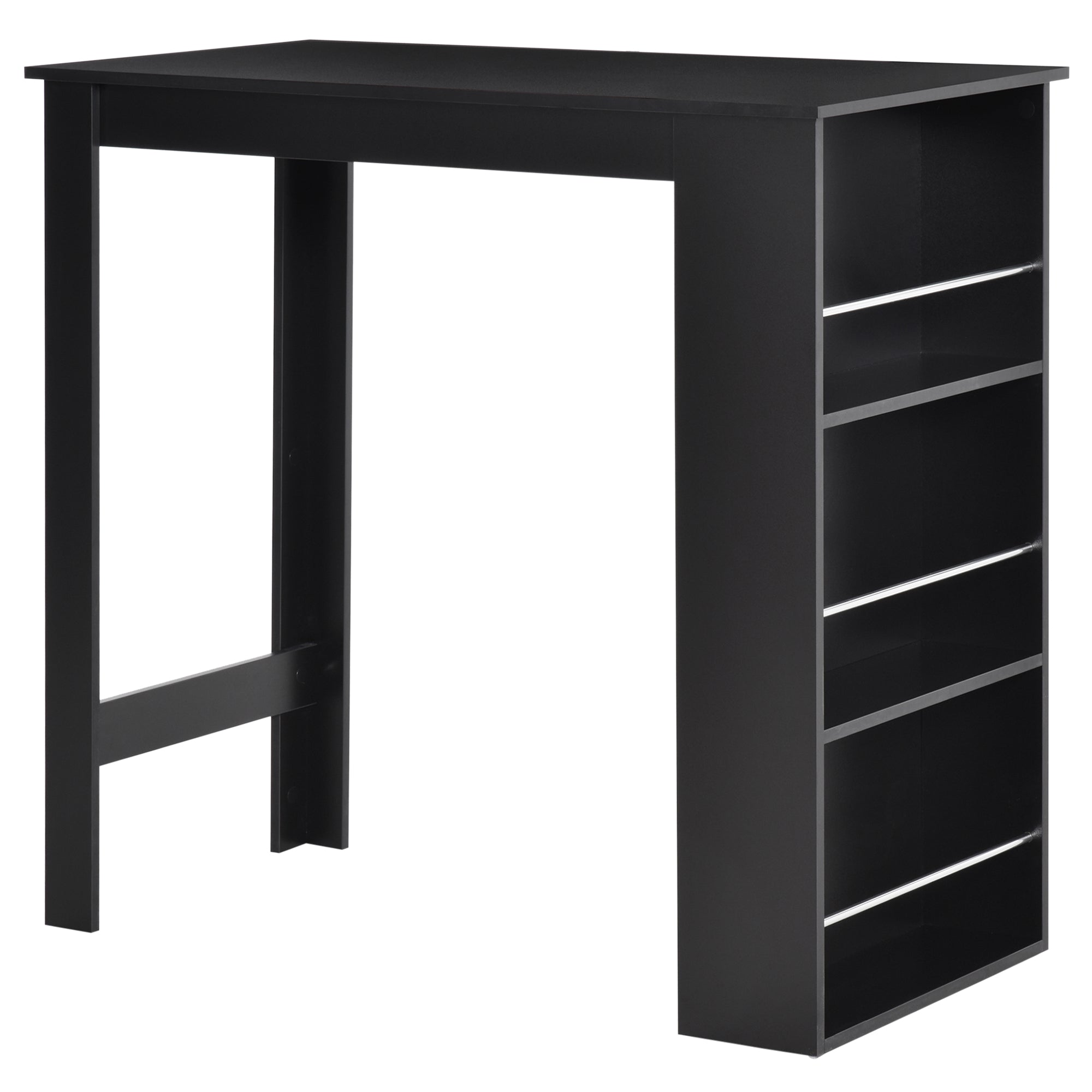 Bar Table Counter Height Dining Table with 3 Storage Shelves for Kitchen, Dining Room, Living Room, White