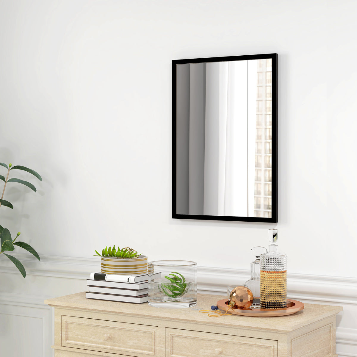 20" x 28" Bathroom Mirror for Wall, Rectangular Mirror for Living Room, Bedroom, Entryway, White