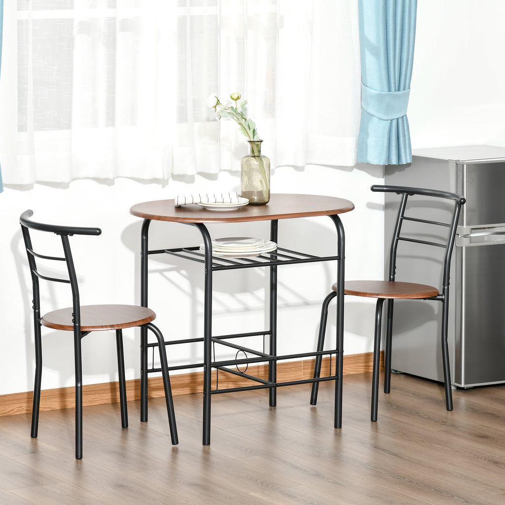 Dining Table Set of 3, 31.5" Kitchen Table and Chairs Set for 2 with Shelf, for Small Space, Dining Room, Living Room