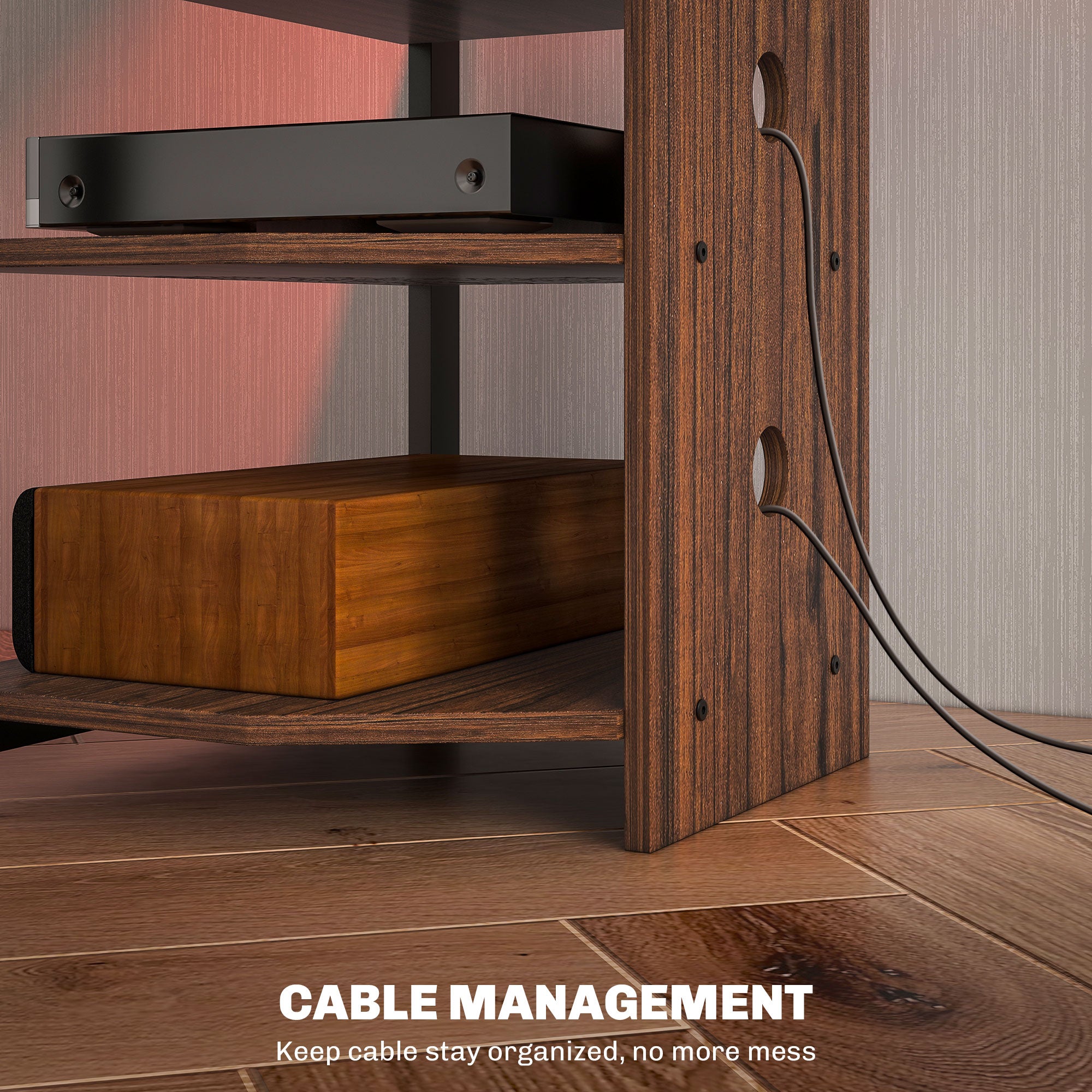 TV Stand for TVs up to 29", Entertainment Center with 4-Tier Storage Shelves and LED Lights for Living Room