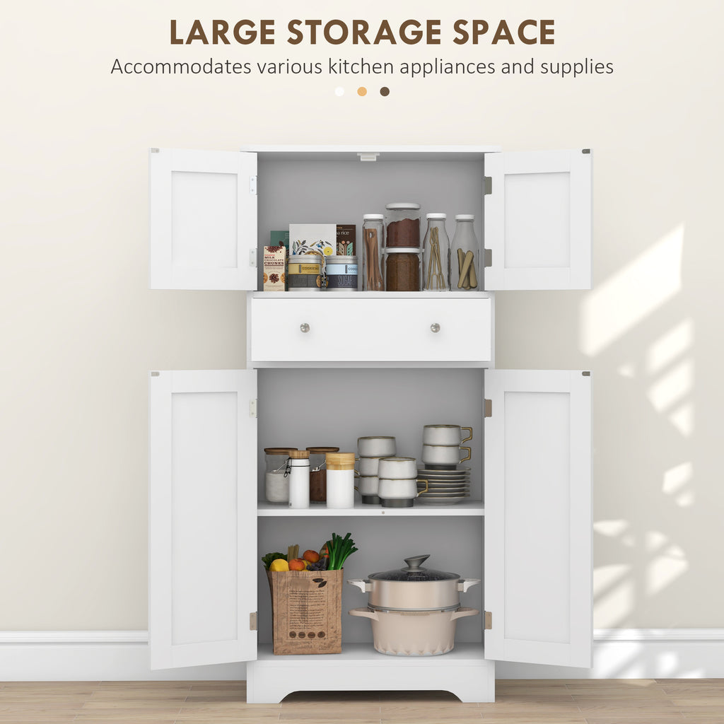 50.5" Kitchen Storage Cabinet, Modern Kitchen Pantry Cabinet with 4 Doors, Drawer, Adjustable Shelf, Black