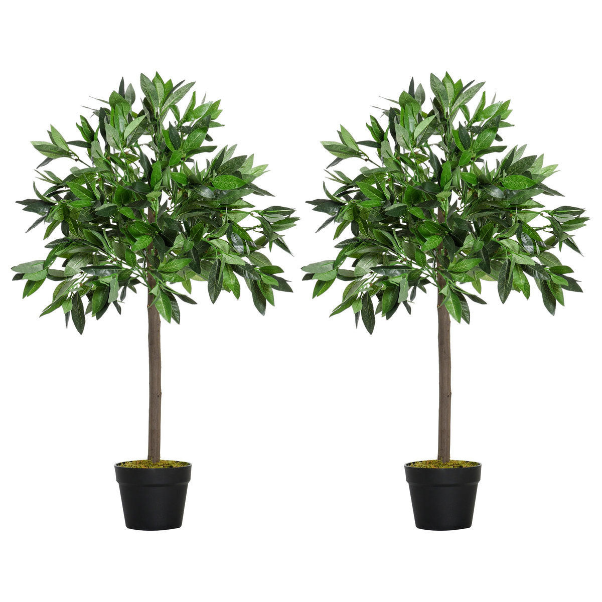 3FT Artificial Laurel Tree Set of 2, Lifelike Fake Plant with 564 Leaves, Potted Fake Plant for Home Office Decor, Green