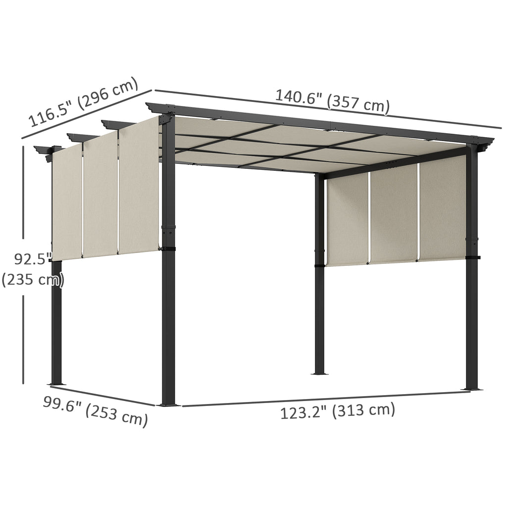 10' x 12' Metal Pergola, Outdoor Pergola with Retractable Canopy, for Garden, Patio, Backyard, Deck