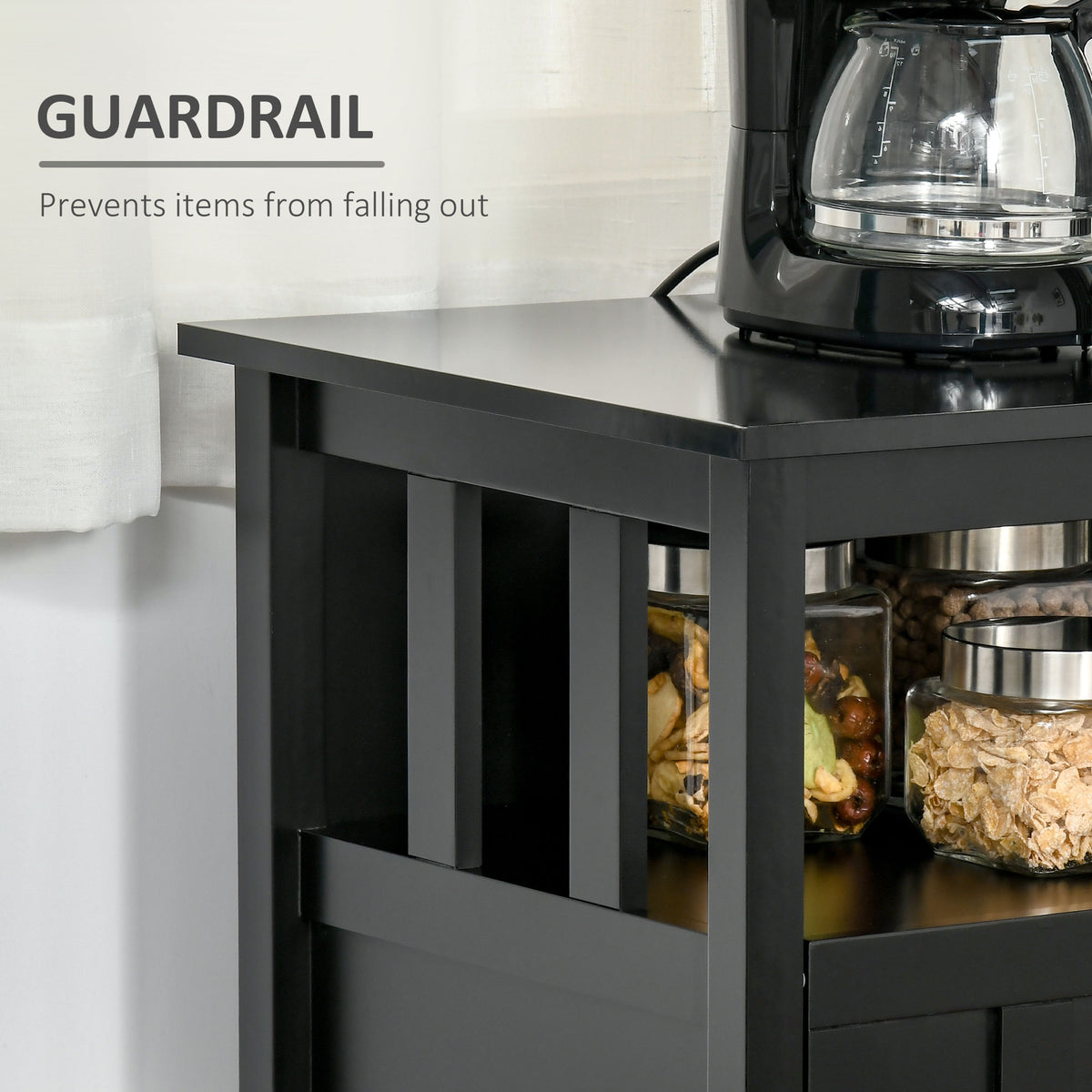 Sideboard Buffet Server Storage Cabinet Console Table with 2 Doors and Adjustable Shelves for Kitchen & Dining Room, Black