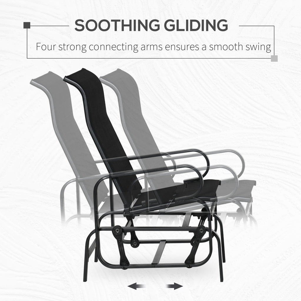 Patio Glider with Breathable Mesh Fabric, Outdoor Glider Chair, Garden Rocking Gliding Seat for Patio, Yard, Porch, Grey