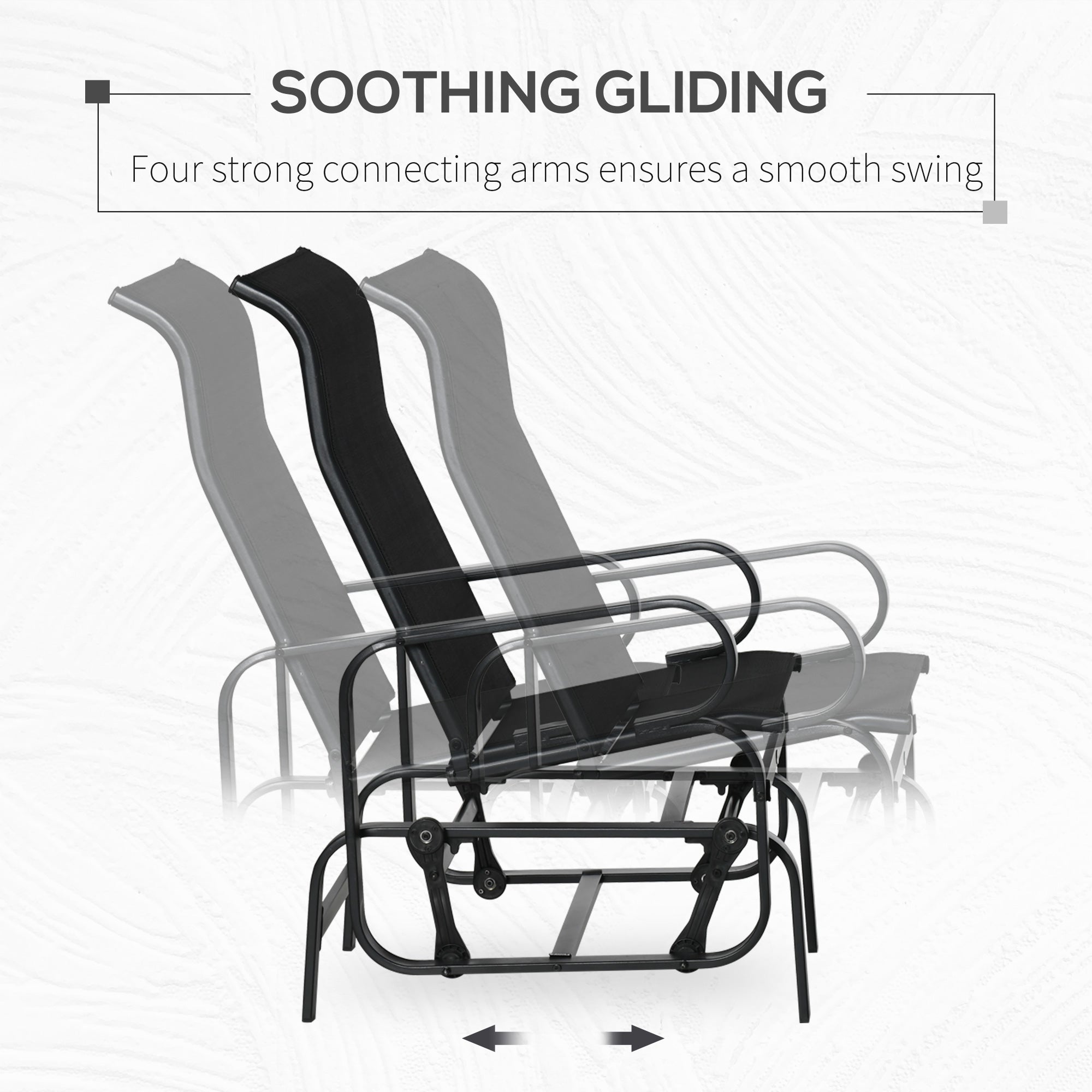 Patio Glider with Breathable Mesh Fabric, Outdoor Glider Chair, Garden Rocking Gliding Seat for Patio, Yard, Porch, Grey
