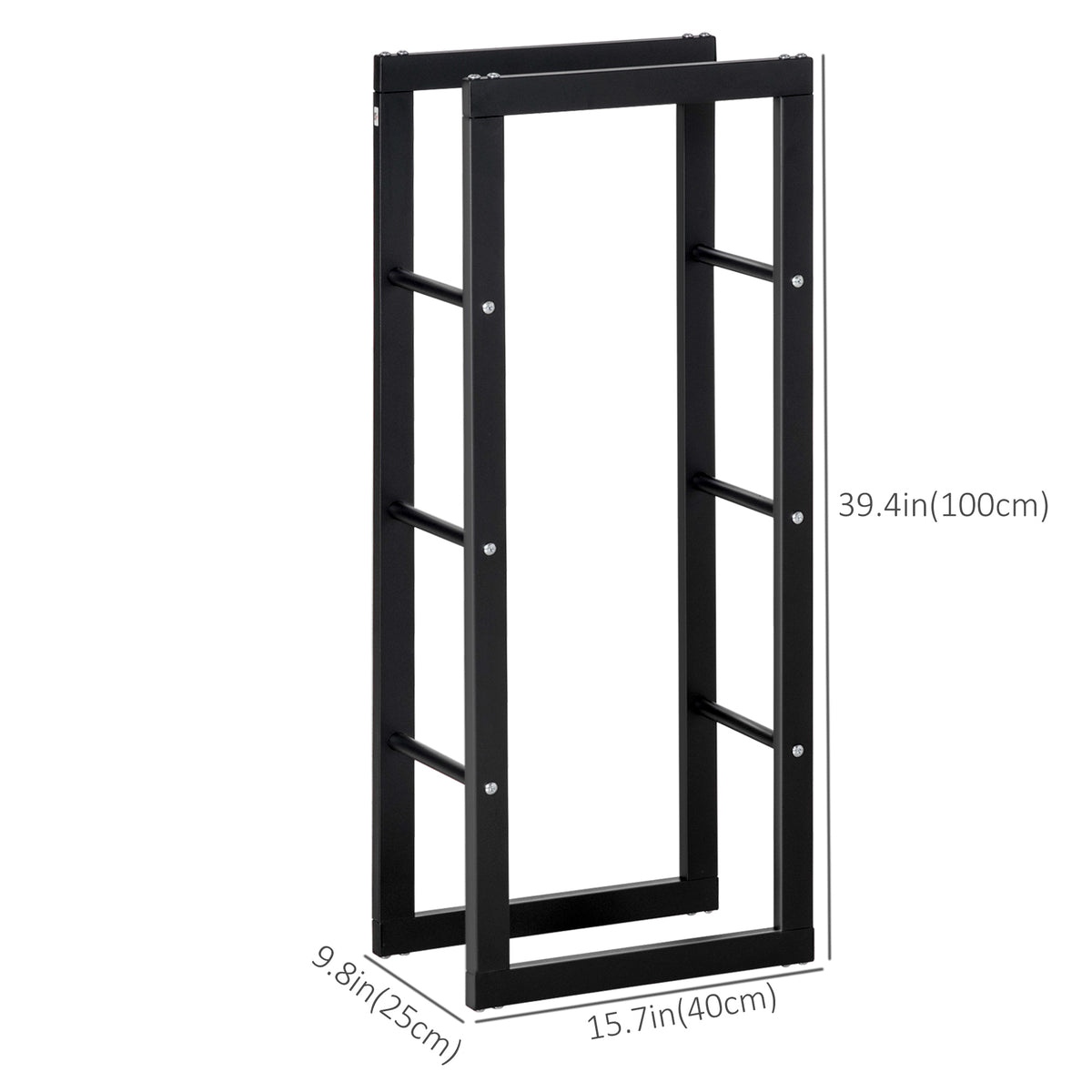 23.6" x 9.8" x 59.1" Firewood Rack Outdoor, Log Holder Fireplace Storage Rack with Handles and 220 lbs. Weight Capacity, Black