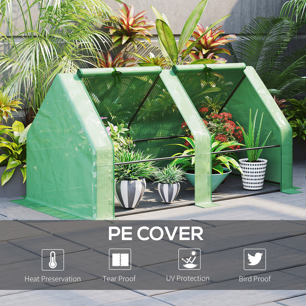 6' x 3' x 3' Portable Tunnel Greenhouse Outdoor Garden Mini with Large Zipper Doors & Water/UV PE Cover White