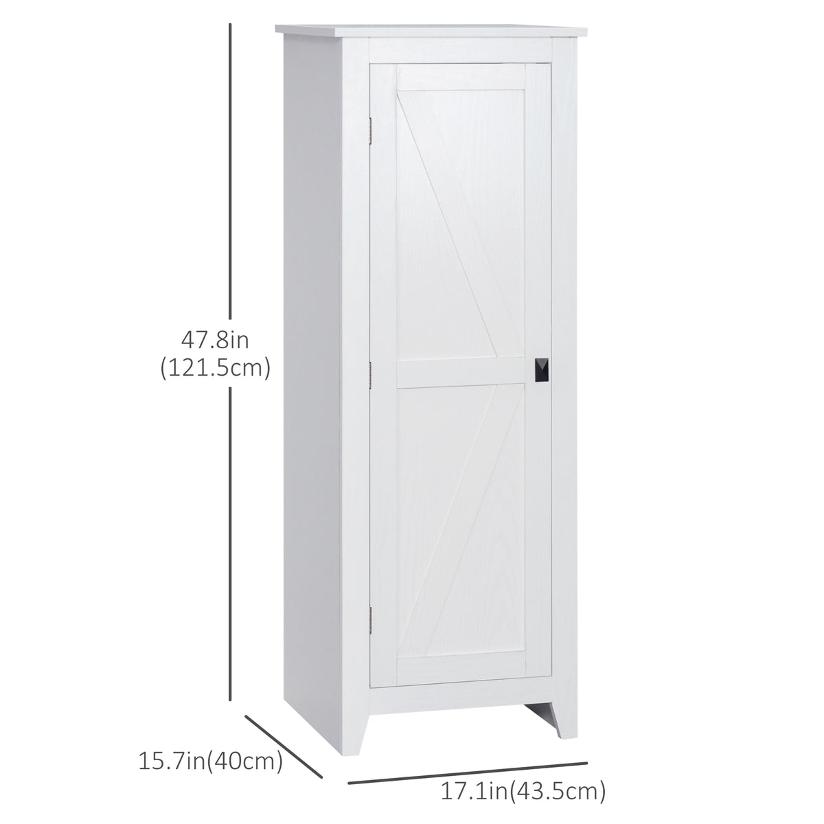 48" Farmhouse Kitchen Pantry Storage Cabinet with Barn Door, Kitchen Pantry Cabinet with Adjustable Shelves, White