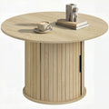 Round Coffee Table, 31.5" Center Table, Natural Wood