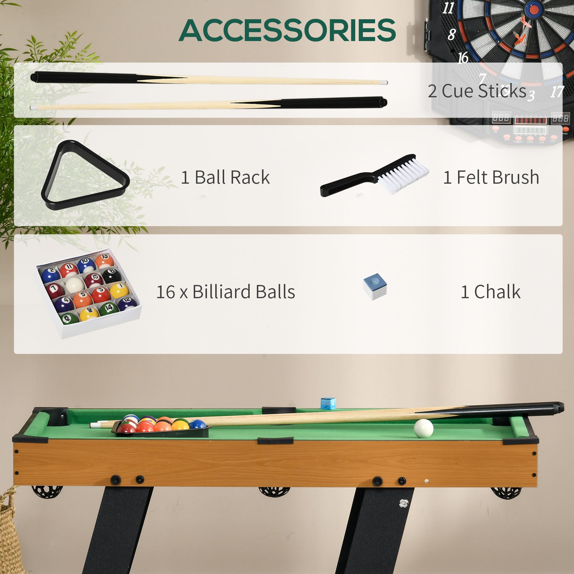 Soozier 38" Mini Pool Table Set Tabletop Billiards Game with Easy Folding for Storage, with Balls, Cues, Chalk, Brush