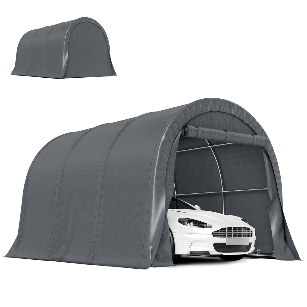 10' x 19' Heavy Duty Carport, Portable Garage Car Canopy Tent Shelter with Reinforced Galvanized Frame, Dark Grey