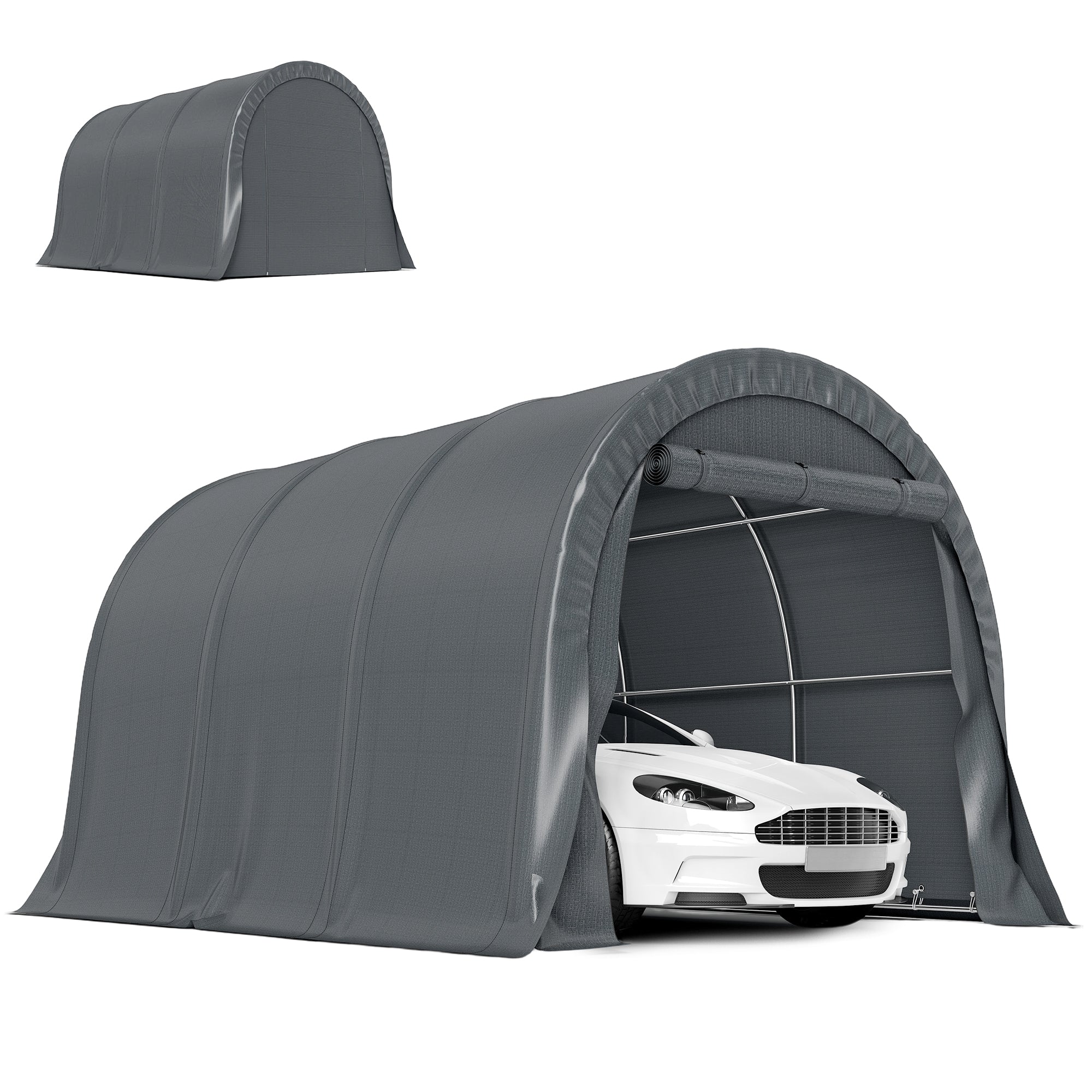 10' x 19' Heavy Duty Carport, Portable Garage Car Canopy Tent Shelter with Reinforced Galvanized Frame, Dark Grey