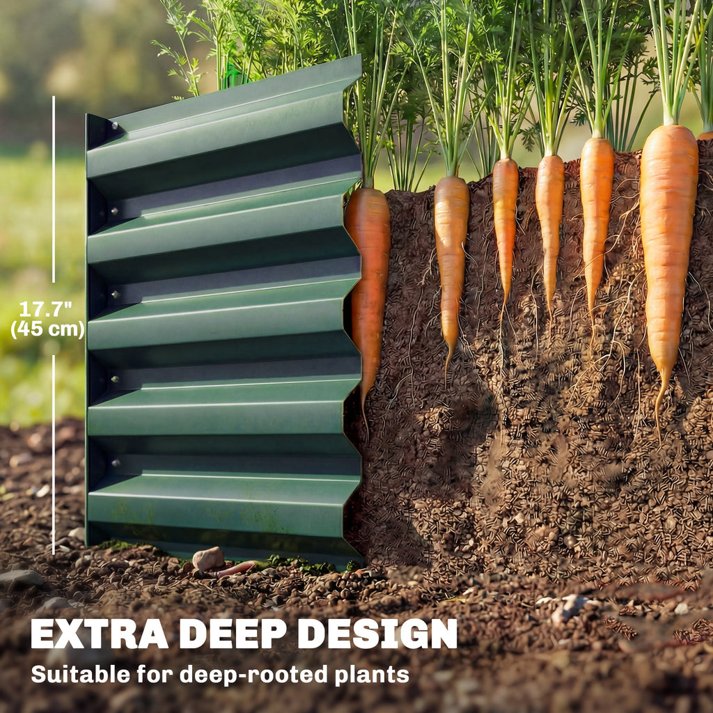 8 x 1.3 x 1.5ft Galvanized Raised Garden Bed, Reinforced Outdoor Planter Box with Open Bottom, Green