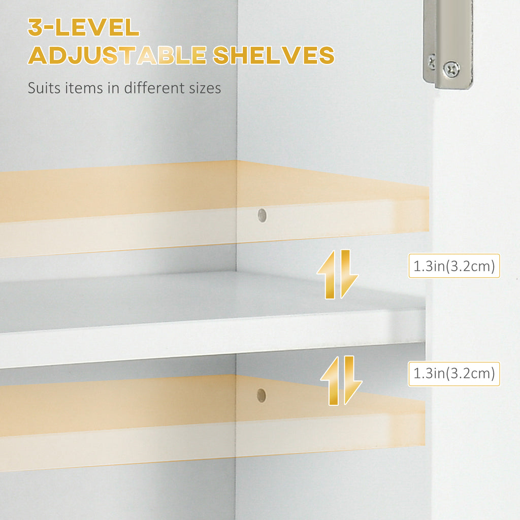 Bathroom Wall Cabinet, Medicine Cabinet, Toilet Storage Cabinet with Shelf for Living Room and Entryway, White