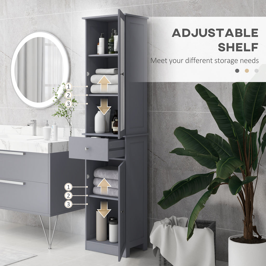 Tall Bathroom Cabinet, Bathroom Storage Cabinet with Drawers, 2 Doors and Adjustable Shelves, White