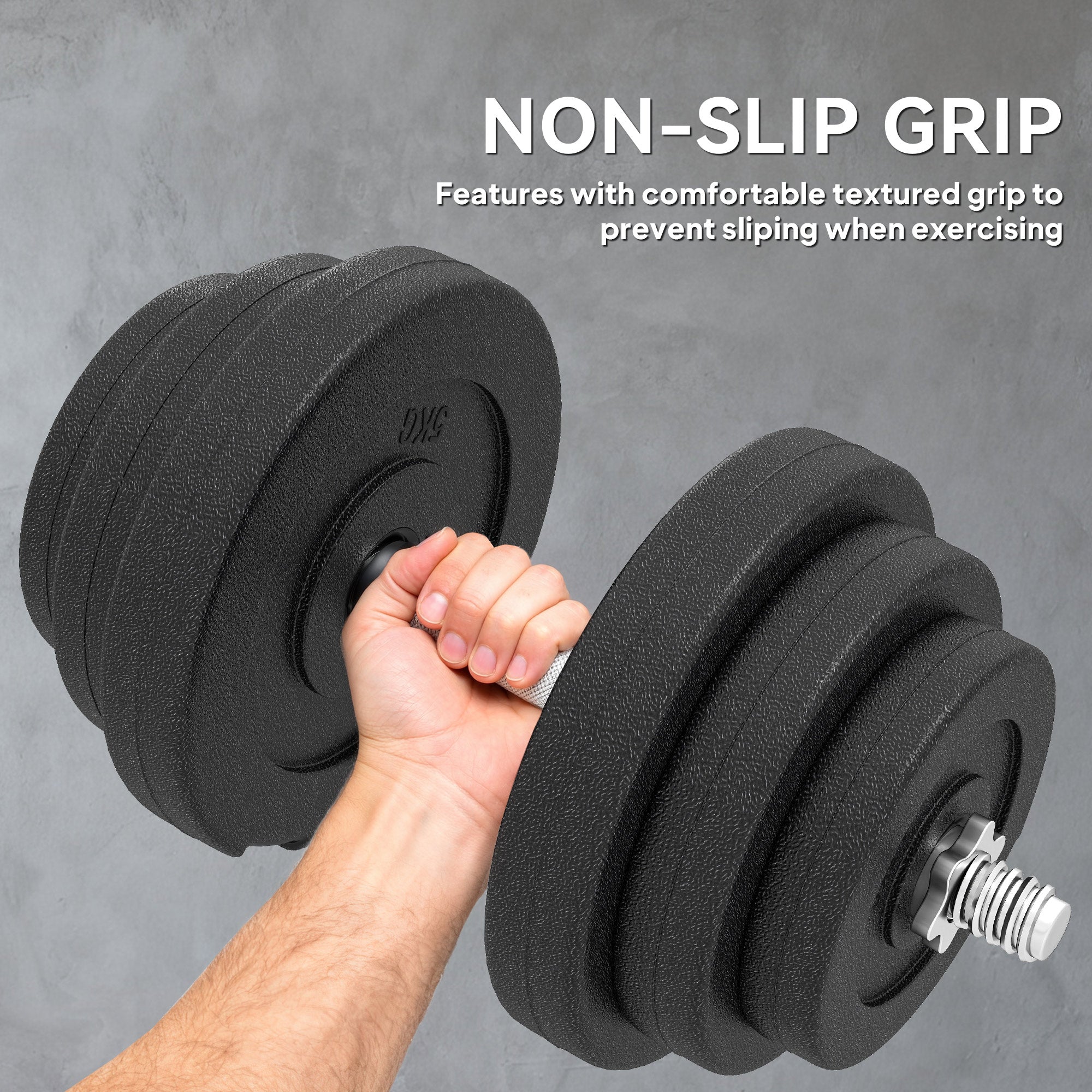 Soozier Adjustable 2 x 22lbs Weight Dumbbell Set for Weight Fitness Training Exercise Fitness Home Gym Equipment, Black (Pair)