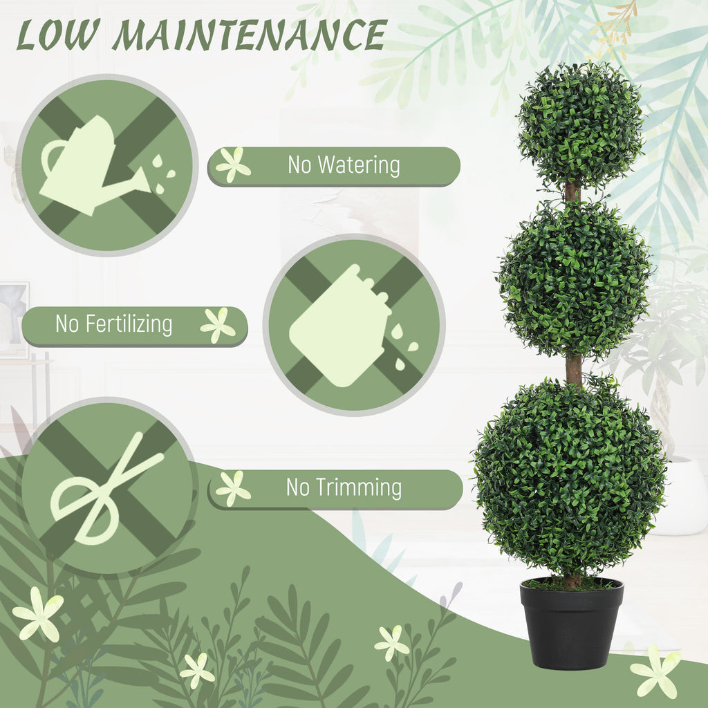 2 Pack 36.1" Artificial Trees, Boxwood Topiary Ball Trees with Pot for Indoor, Outdoor, Home Office, Living Room, Green