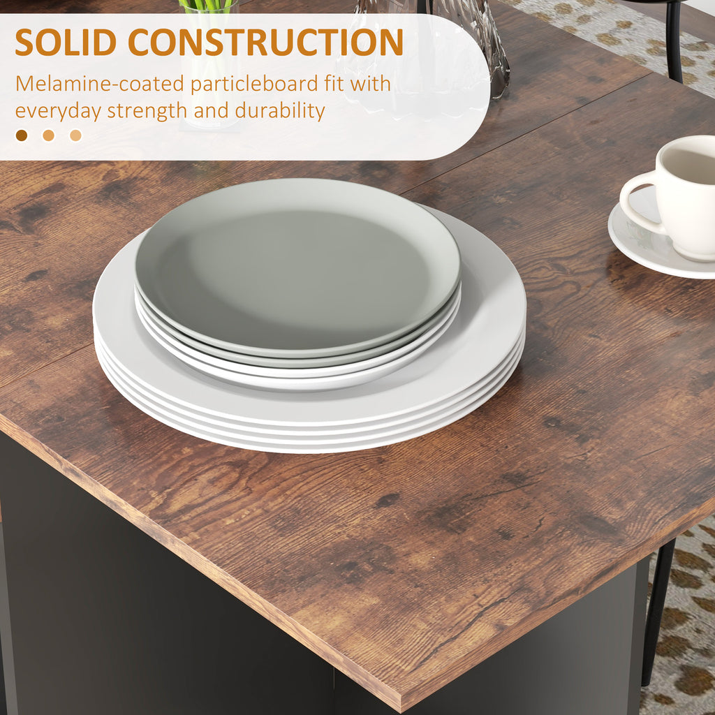 Folding Dining Table, Space Saving Drop Leaf Table with Drawer and Shelves for Kitchen, Dining Room, Rustic Brown