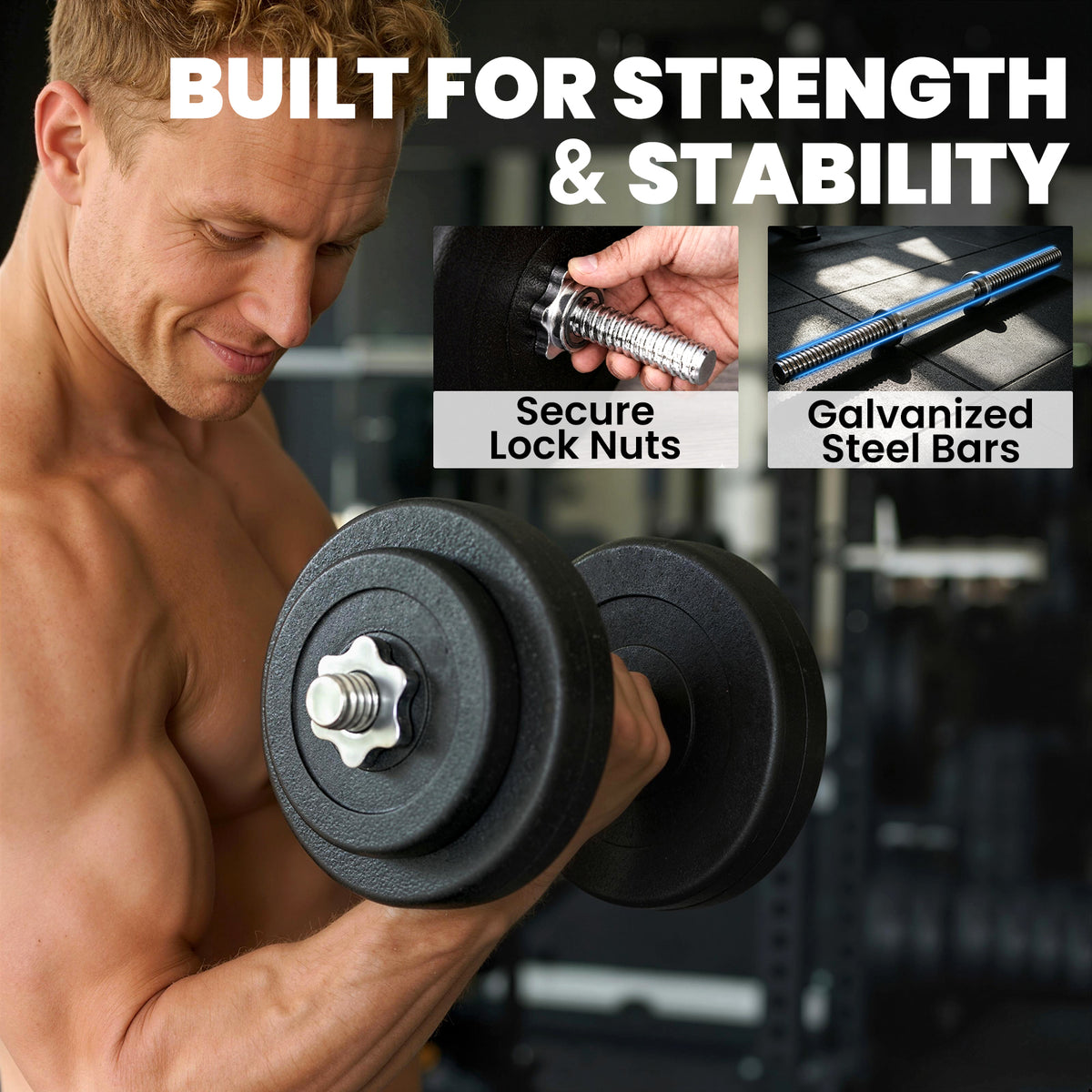 Soozier Adjustable 2 x 22lbs Weight Dumbbell Set for Weight Fitness Training Exercise Fitness Home Gym Equipment, Black (Pair)