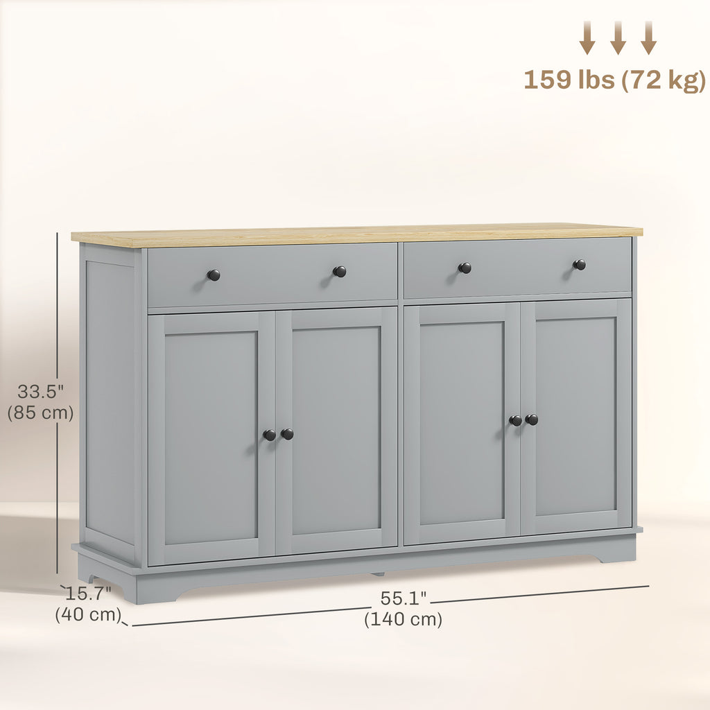 Modern Sideboard, Buffet Cabinet with Storage Drawers, Adjustable Shelves for Living Room, Dining Room, Entryway, White
