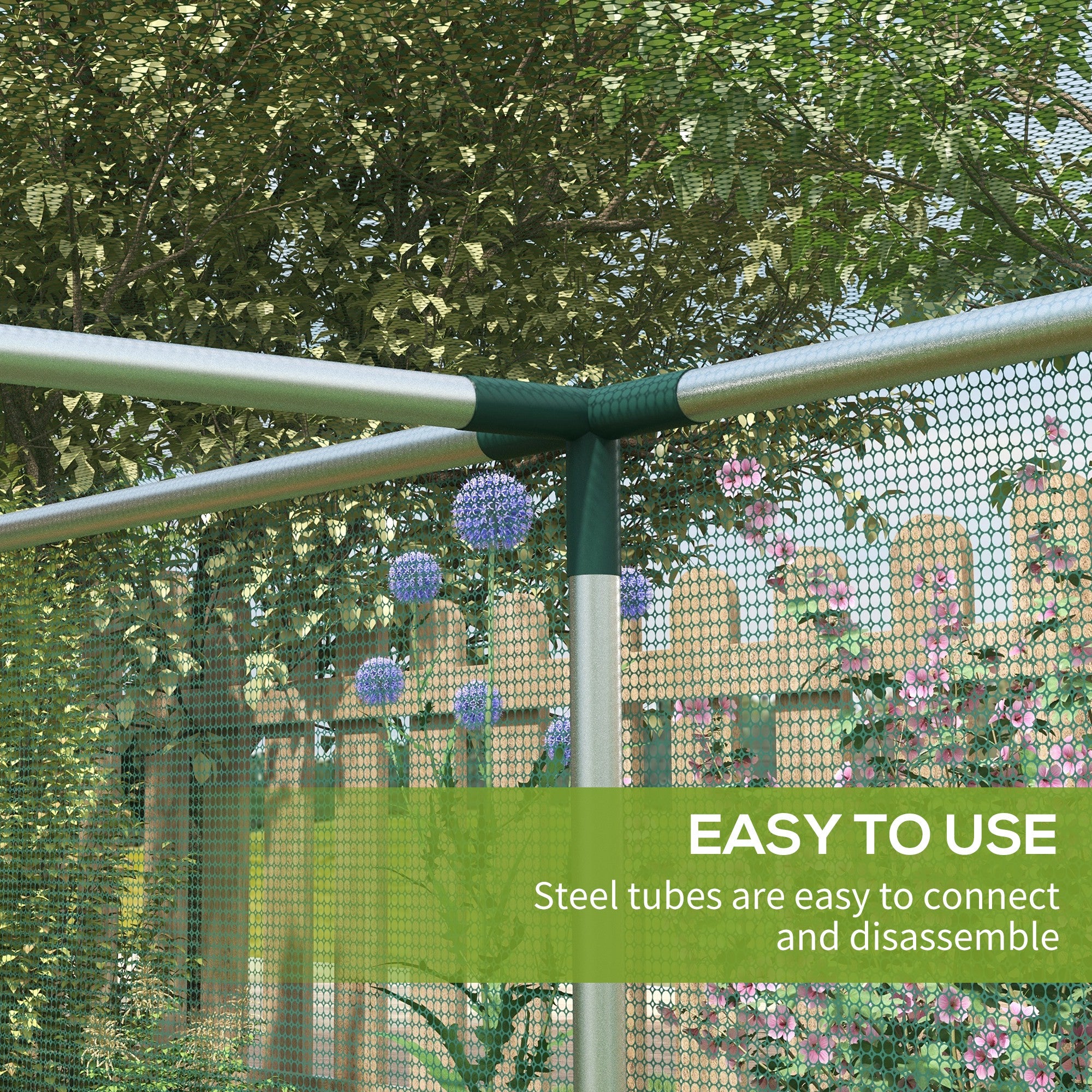 Galvanized Steel Crop Cage, Plant Protection Tent with Zippered Door, 4' x 4', Green