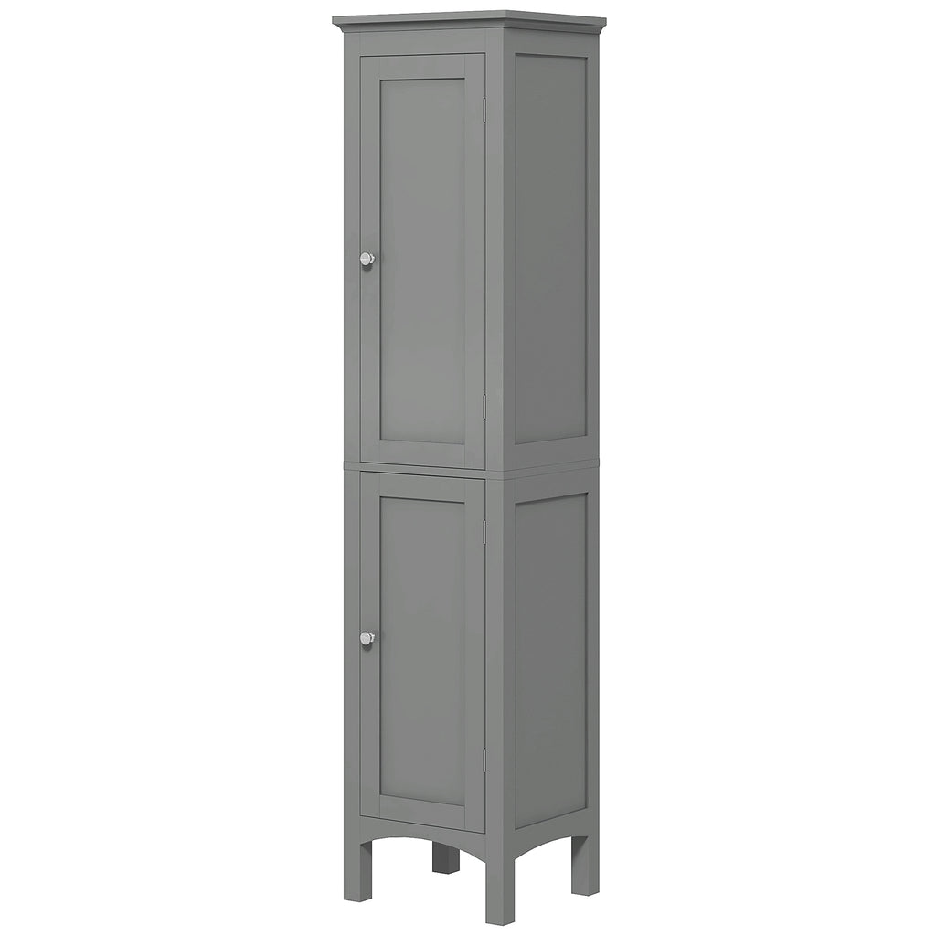 Tall Bathroom Cabinet, Freestanding Storage Organizer with Adjustable Shelves and Cupboards, 15" x 13" x 63", White