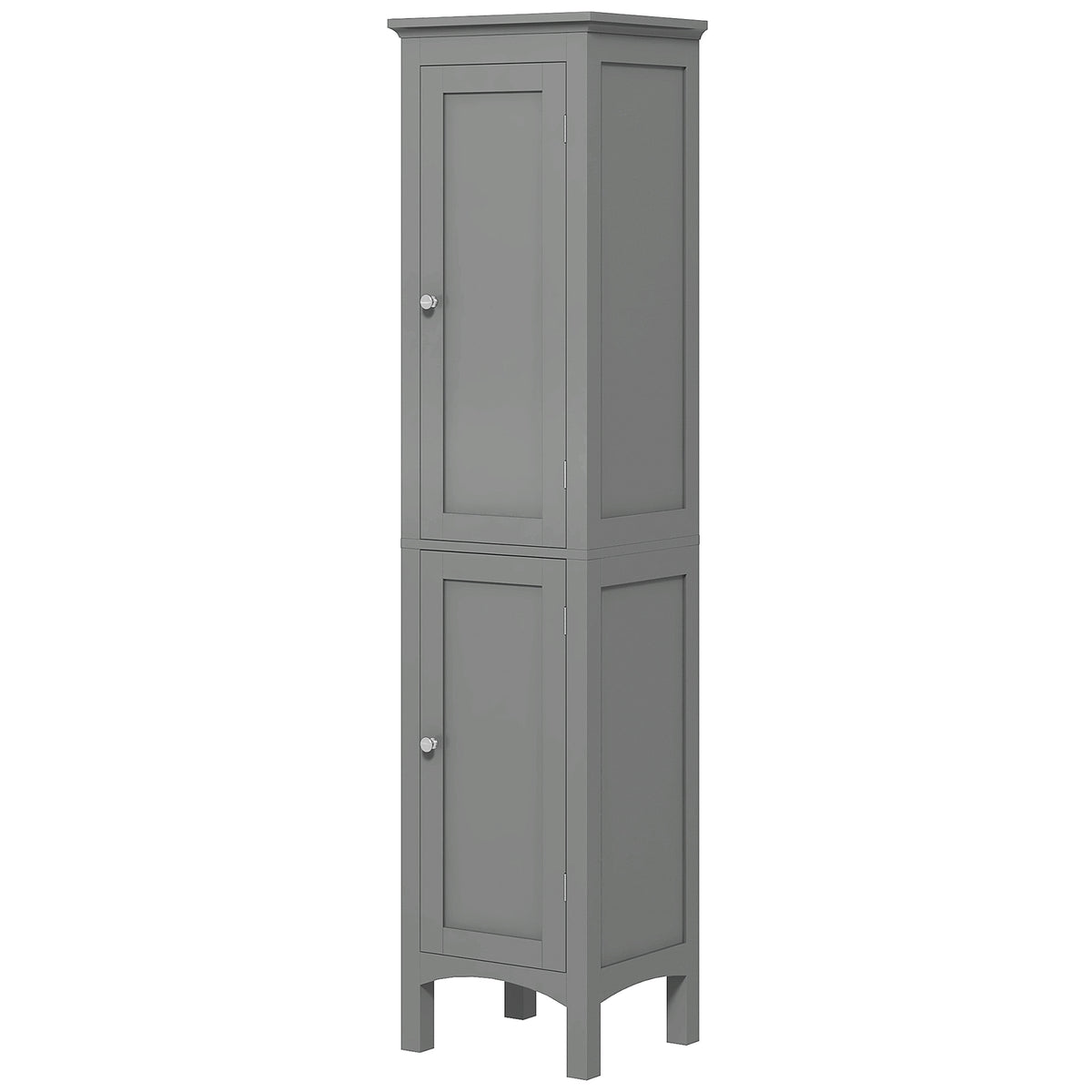 Tall Bathroom Cabinet, Freestanding Storage Organizer with Adjustable Shelves and Cupboards, 15" x 13" x 63", White