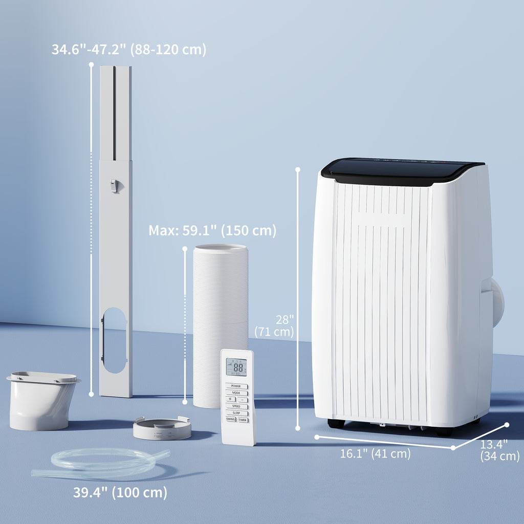 14,000 BTU 5-ኣብ-ሓደ ተንቀሳቓሲ ኣየር ኮንዲሽነር ምስ መስሓል፣ ሙቐት፣ ደርቂ ኣየር፣ ፋን፣ ድቃስ፣ ዋይፋይ ድምጻዊ ቁጽጽር፣ ጸሊም