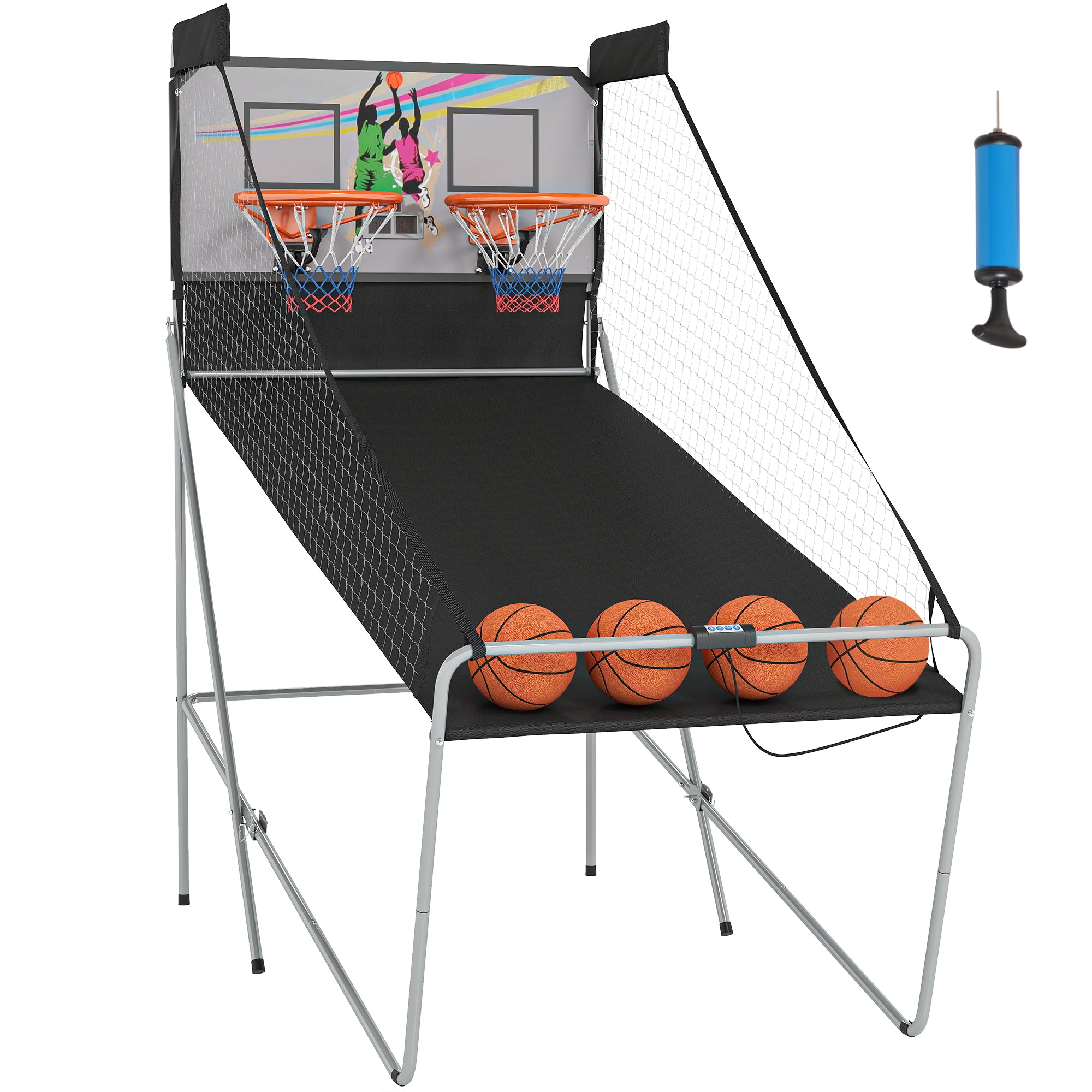 Double Shots Arcade Basketball System Foldable Two Player Basketball