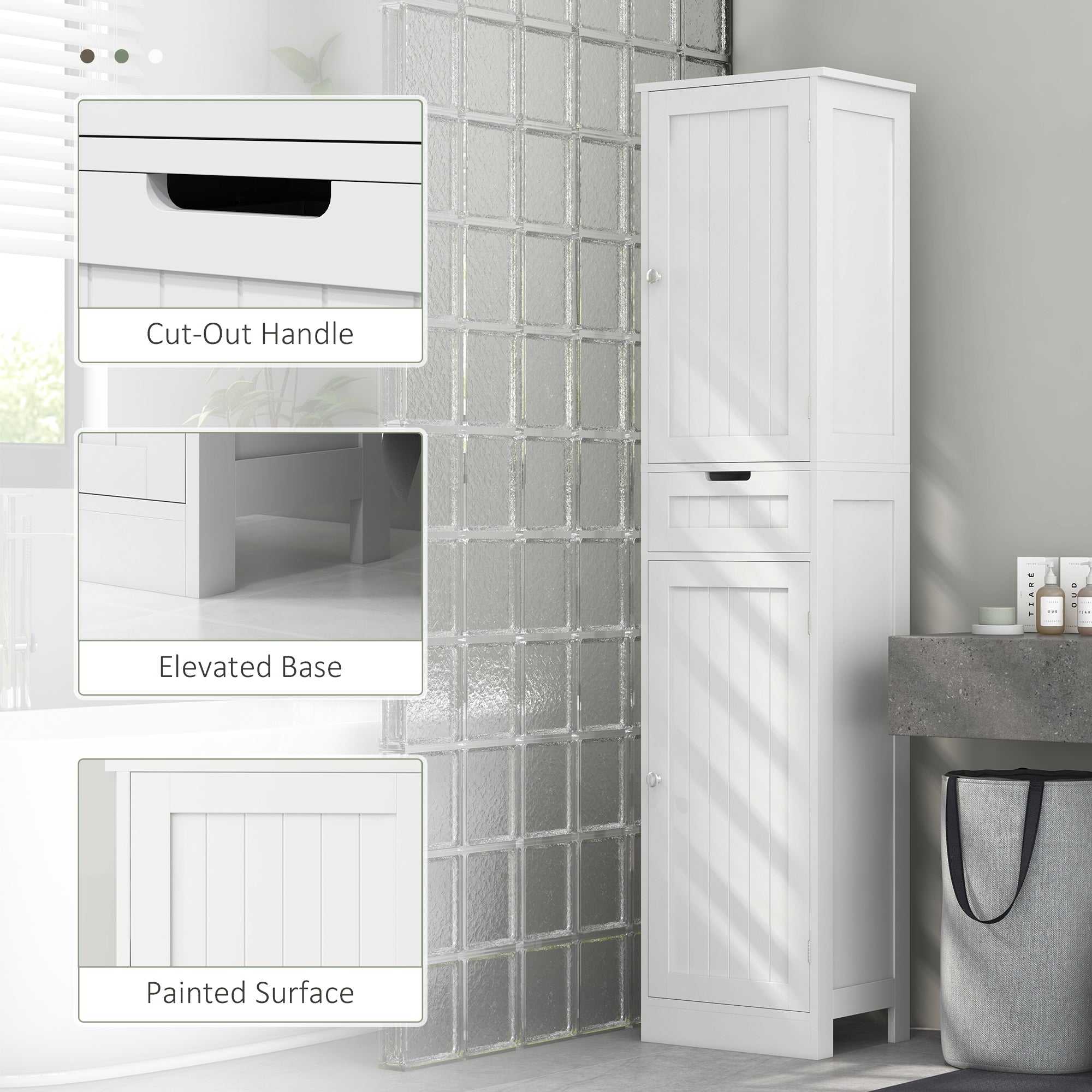 Freestanding Bathroom Cabinet with Drawer and 2 Doors, Tall Bathroom Cupboard for Kitchen, Study, Living Room