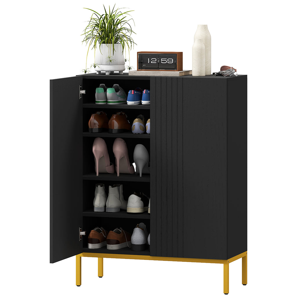 Shoe Storage Cabinet with Adjustable Shelves and Soft-Close Hinges, for 15-20 Pairs of Shoes, White