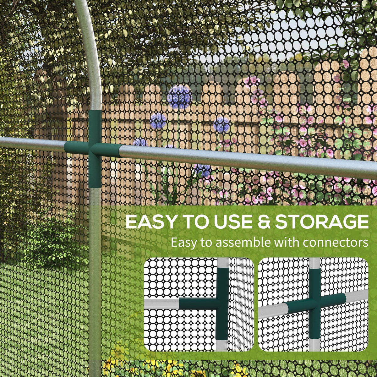 Galvanized Steel Crop Cage, Plant Protection Tent with Zippered Door, 4' x 4', Green