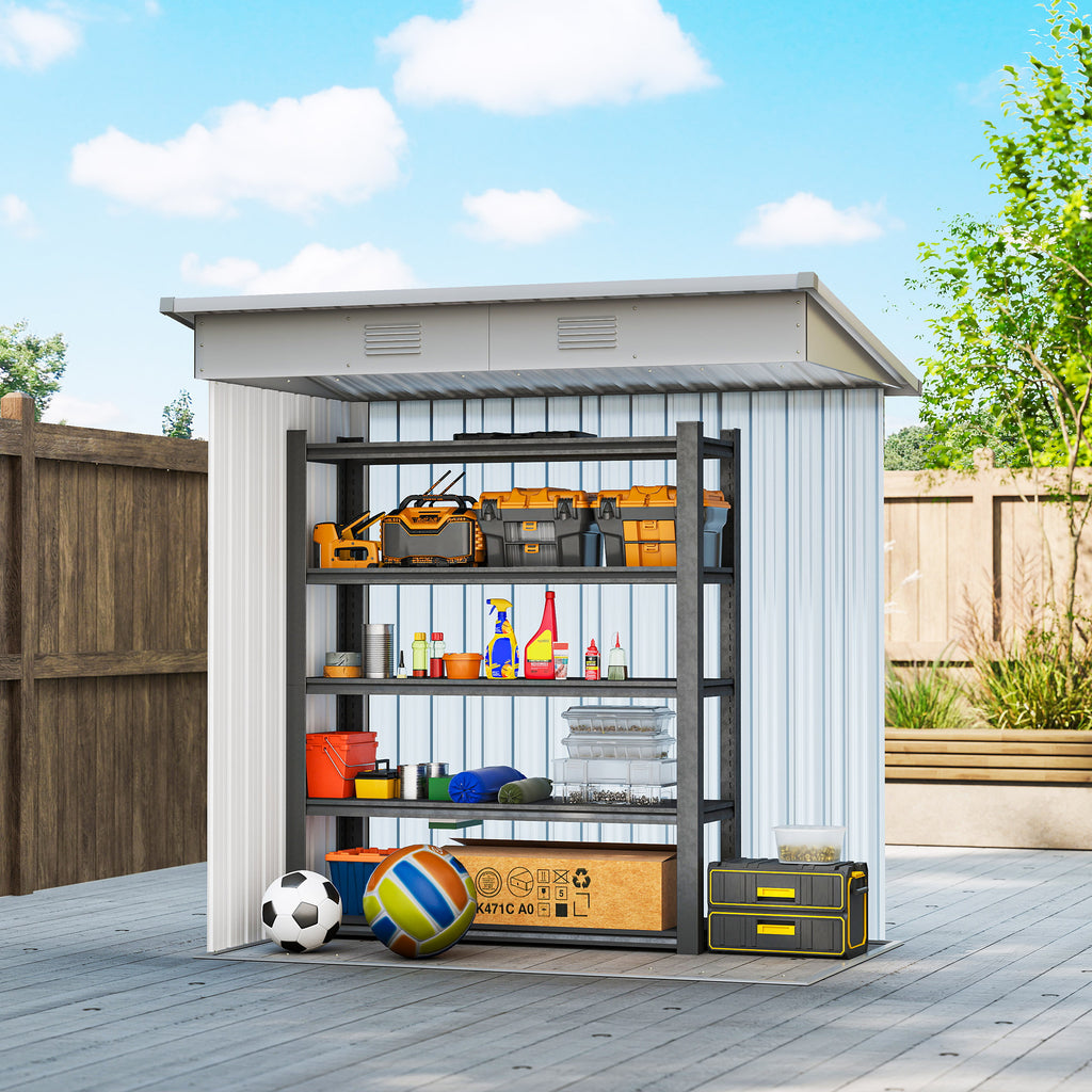 7' x 4' Outdoor Storage Shed, Metal Garden Shed with Lockable Sliding Doors and Vents, Grey