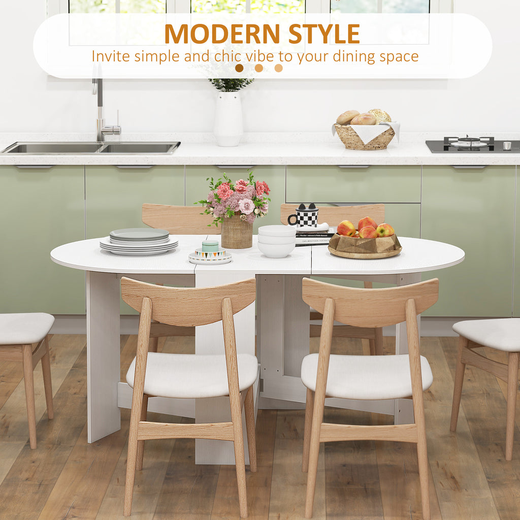 Oval Folding Dining Table, Space Saving Drop Leaf Kitchen Table for Dining Room, Living Room, Distressed Brown