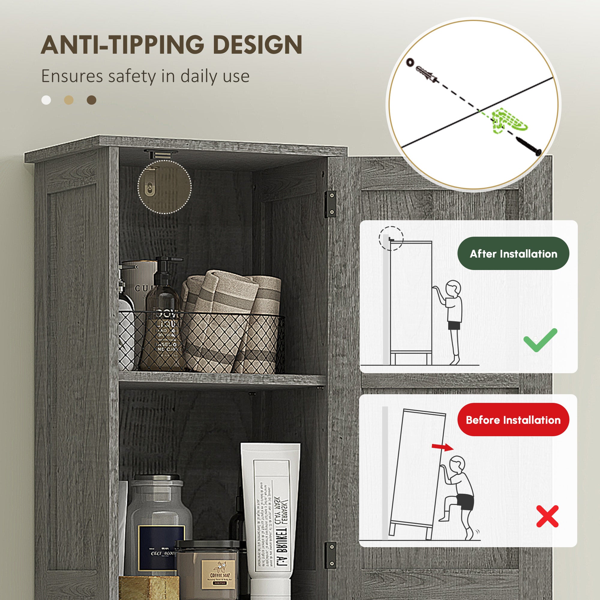 67" ቁመት ዘለዎ ባዶ ክፍሊ መደርደሪ ካቢኔት፣ ጠባብ ባዶ ክፍሊ መደርደሪ ካቢኔት ምስ መሳልብ፣ ኣብ እንዳ ዝኽፈቱ ማዕጾታትን ተመራማሪ መደርደሪታትን፣ ጸሊም ግራጫ
