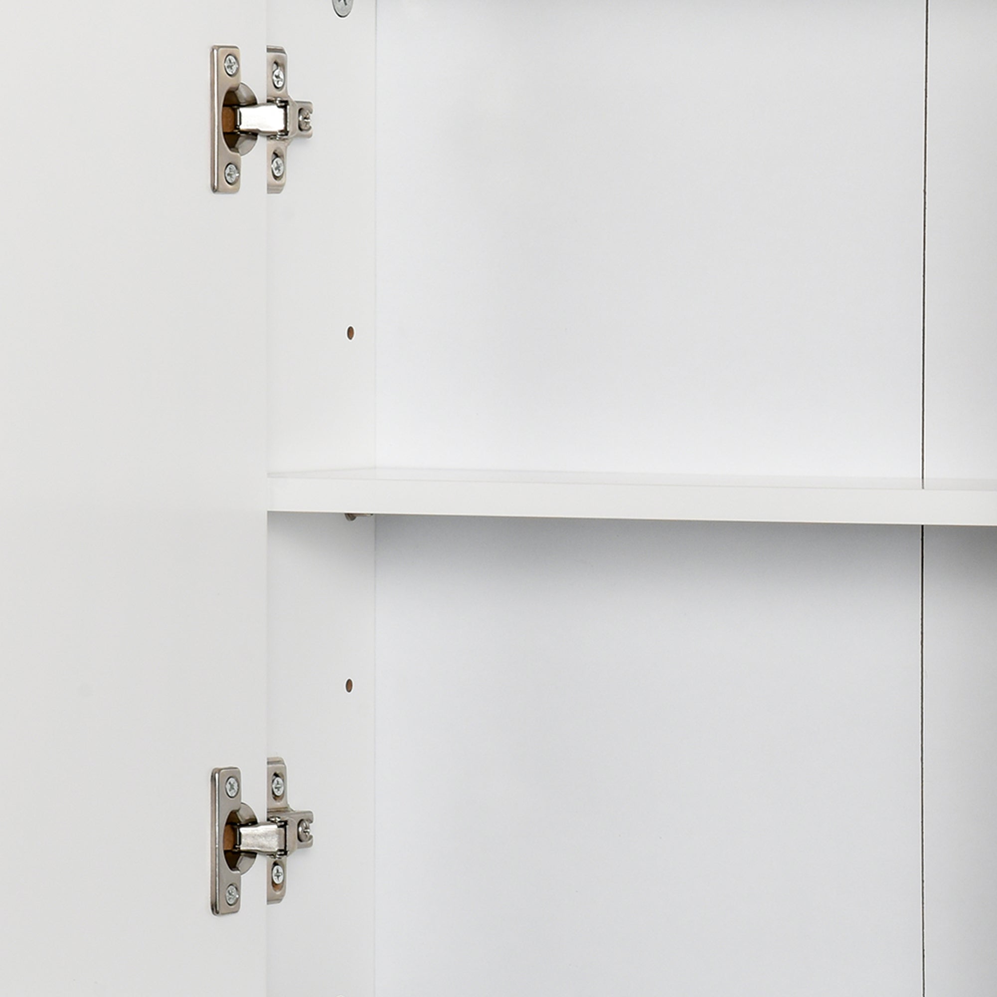 Wall Mounted Bathroom Medicine Cabinet Mirrored Cabinet with Hinged Door 2-Tier Storage Shelves White