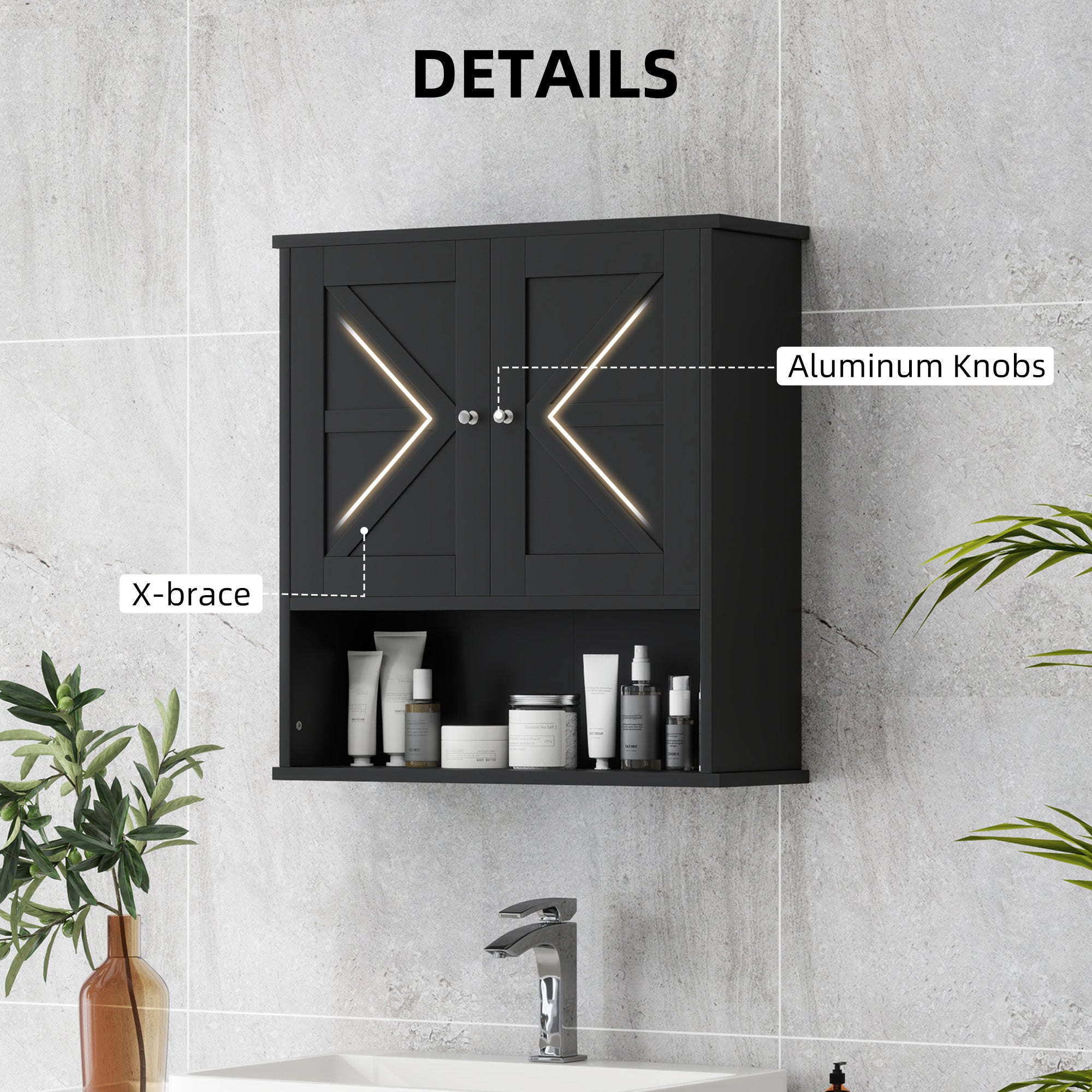 Farmhouse Bathroom Medicine Cabinet, Wall Cabinet with Barn Doors, and Adjustable Shelf for Laundry Room, White