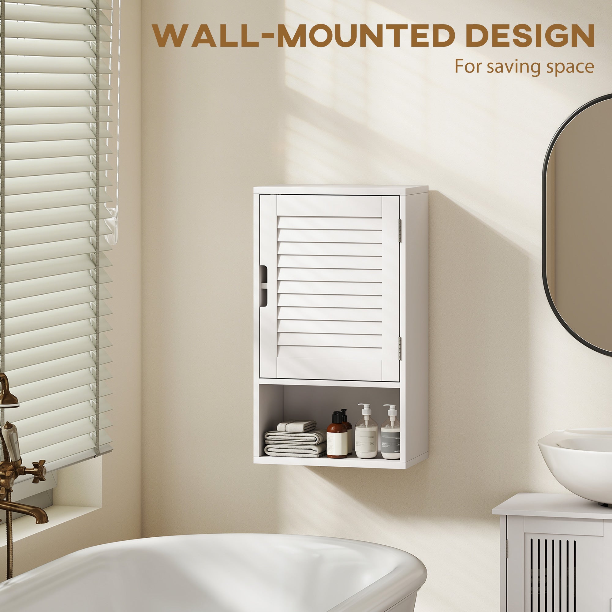 Bathroom Cabinet, Wall Mounted Storage Cabinet with Adjustable Shelves, 40 x 20 x 60 cm, Black