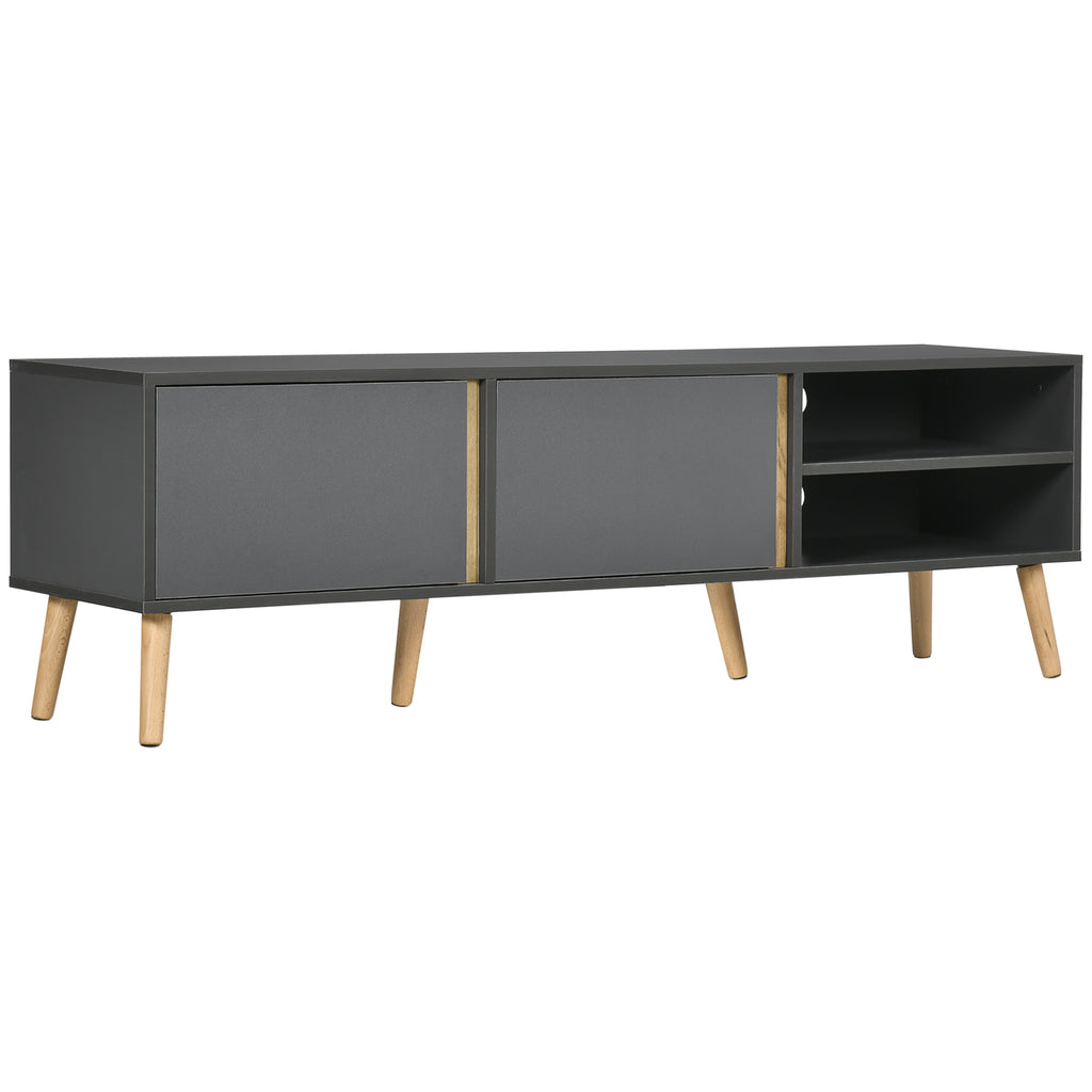 TV Stand for TVs up to 55", TV Cabinet with Shelves and Cable Holes, Entertainment Unit for Living Room, Dark Grey
