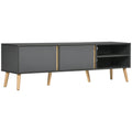 TV Stand for TVs up to 55", TV Cabinet with Shelves and Cable Holes, Entertainment Unit for Living Room, Dark Grey