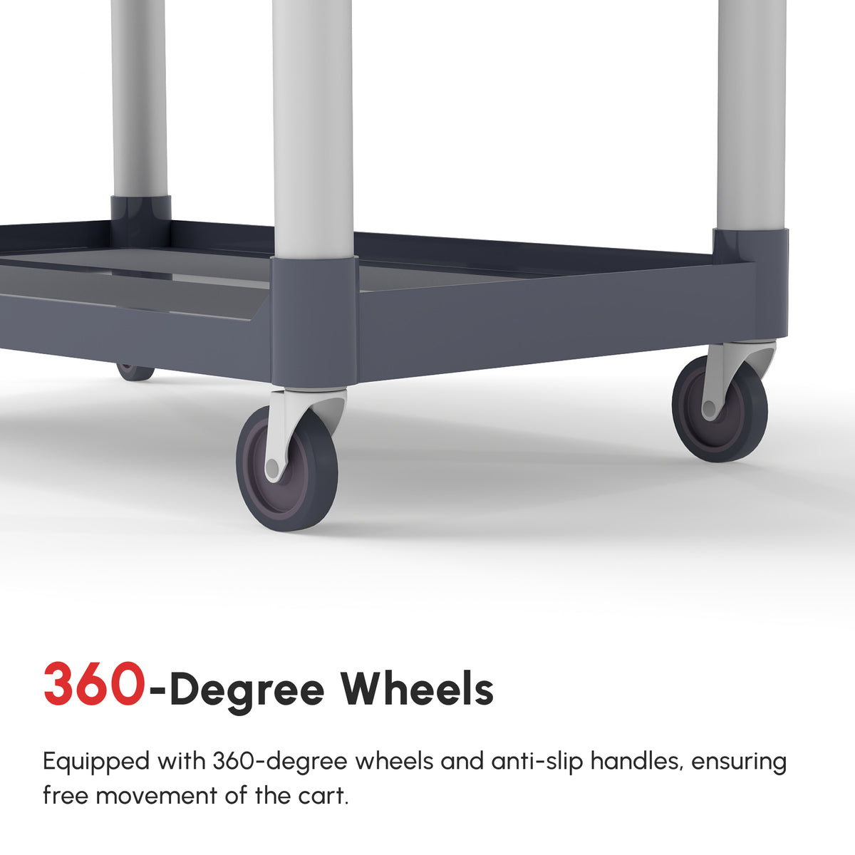 3-Tier Utility Cart Large Rolling Storage Trolley with 3 Shelves Metal Clean Service Cart, Restaurant, Hotel, Livingroom, Silver and Grey