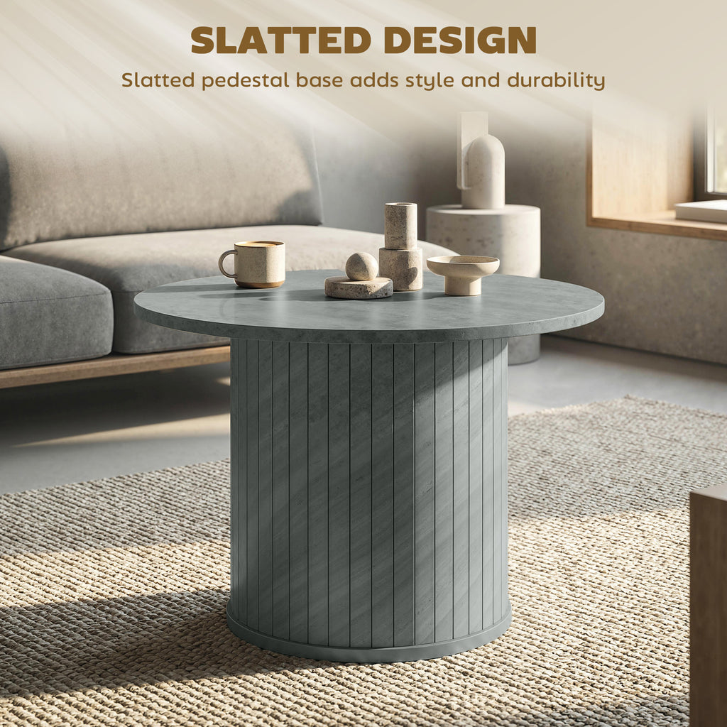 Round Coffee Table, 31.5" Center Table, Cement Grey