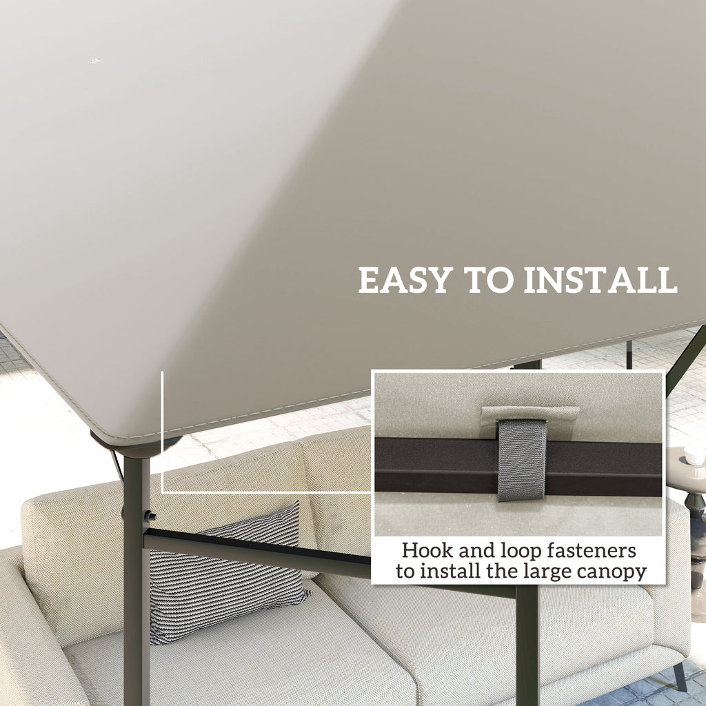10' x 10' Gazebo Canopy Replacement Cover, 2-Tier Garden Gazebo Roof Replacement, UPF30+, TOP COVER ONLY, Grey