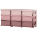 Qaba 3 Tier Kids Toy Organizer and Storage Bins with 9 Plastic Drawers, Pink