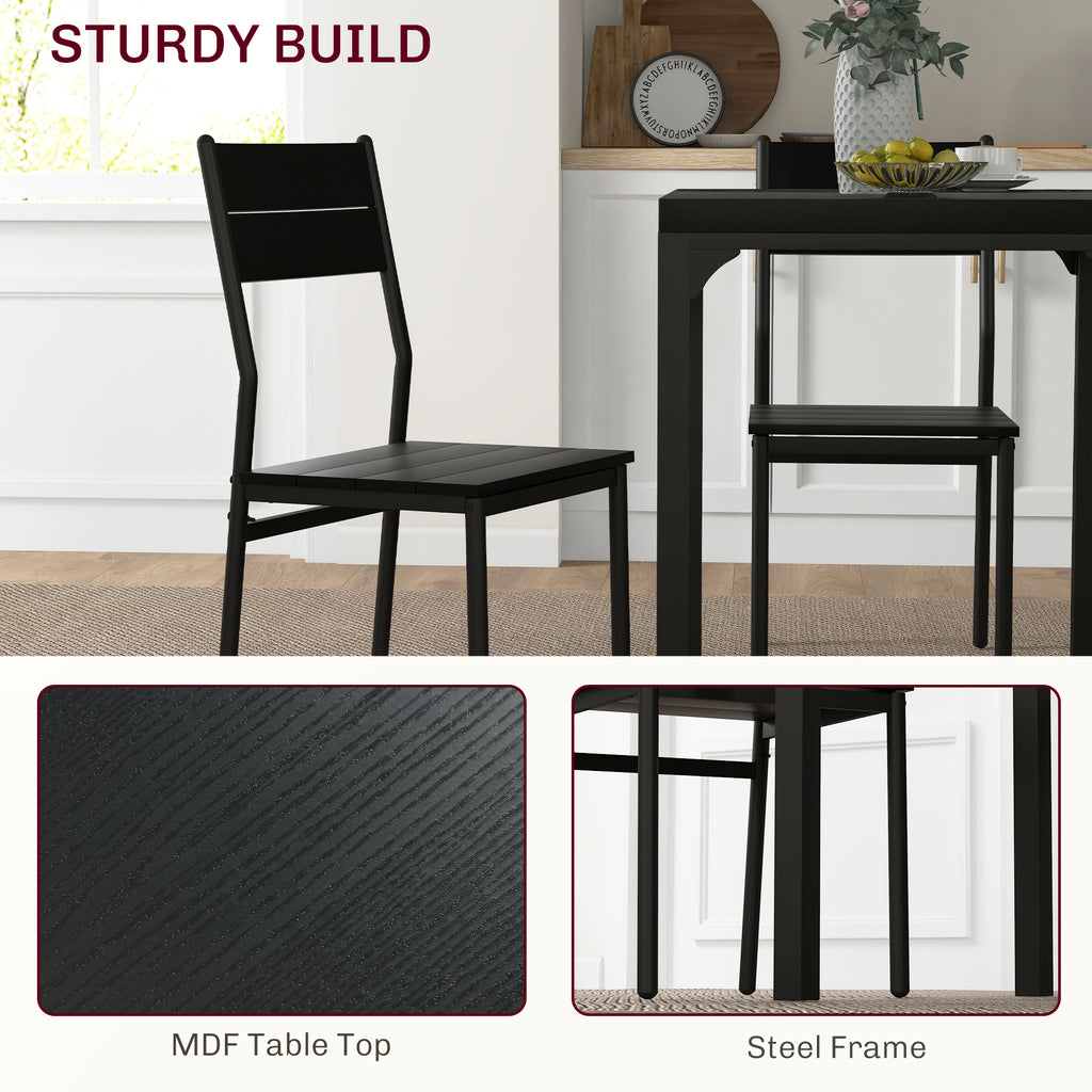 Dining Table Set for 2, 3 Piece Kitchen Table and Chairs with Metal Legs for Small Spaces, Black