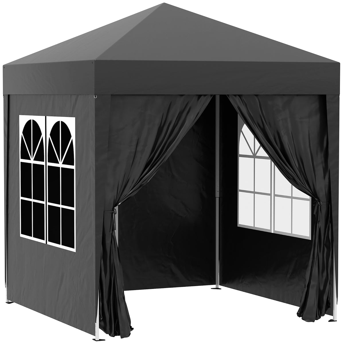 6.6'x6.6' Pop Up Canopy Tent with Sidewalls, Instant Sun Shelter Camping Gazebo with Carry Bag, Grey