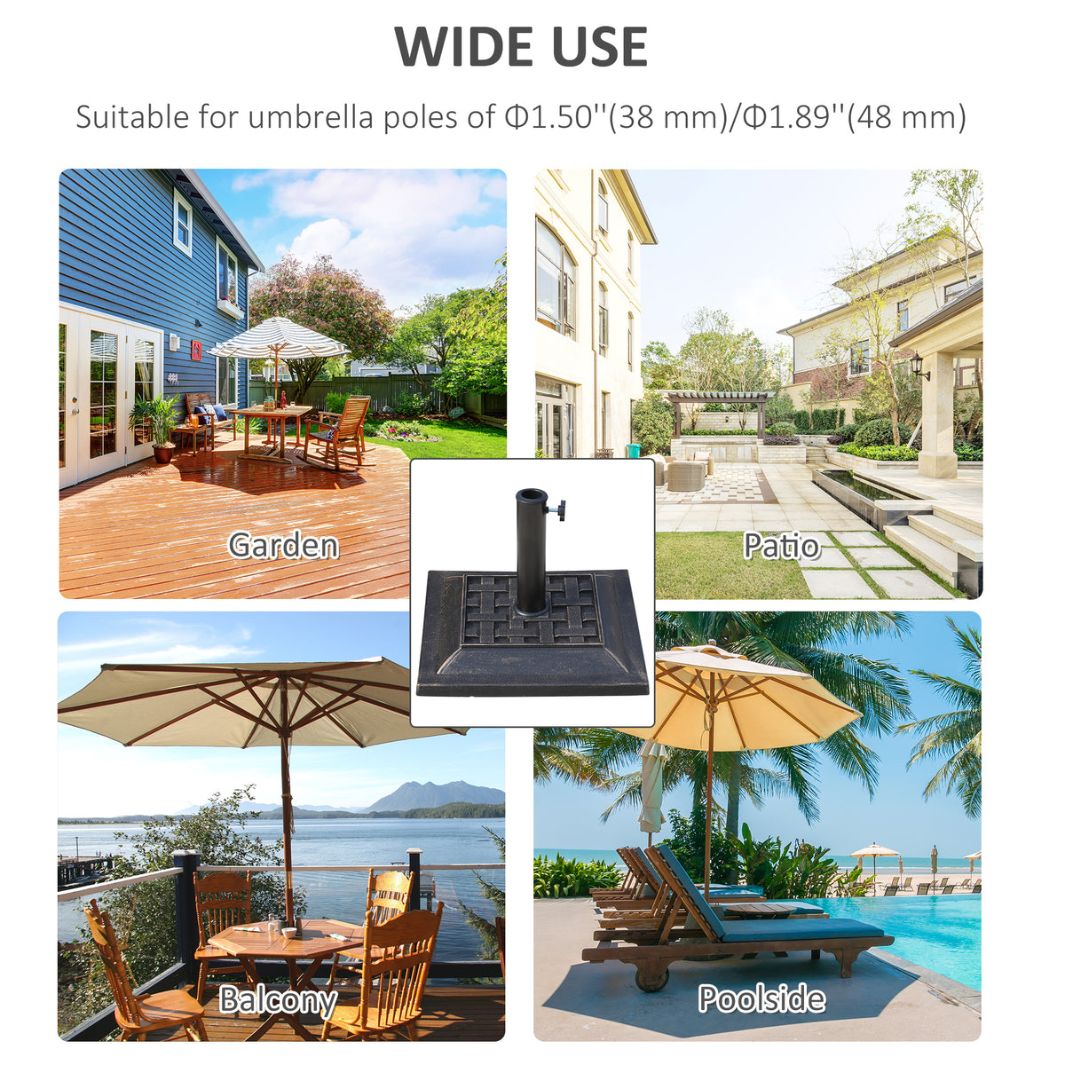 20 lbs Square Resin Patio Umbrella Stand Base Coated Pole Market Umbrella Parasol Holder Bronze